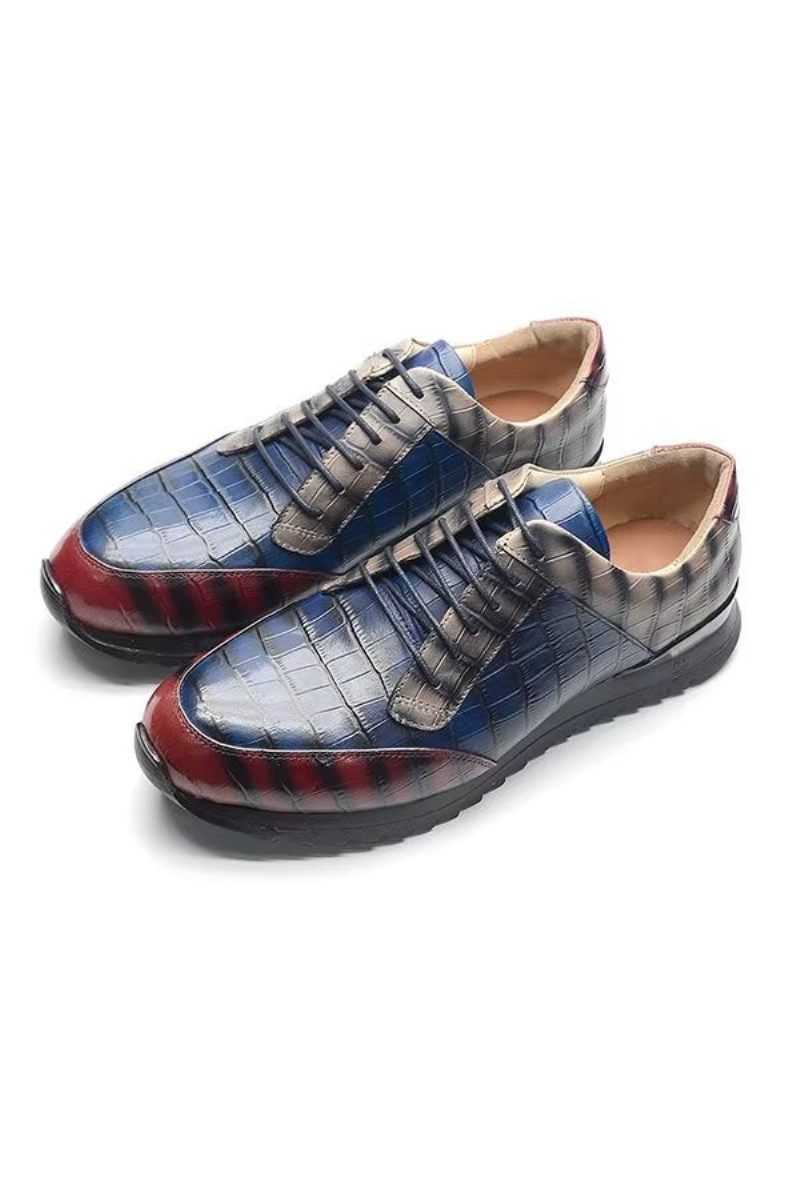 Sapatos Casuais Masculinos Urbanos Refinados Couro Casual - Azul