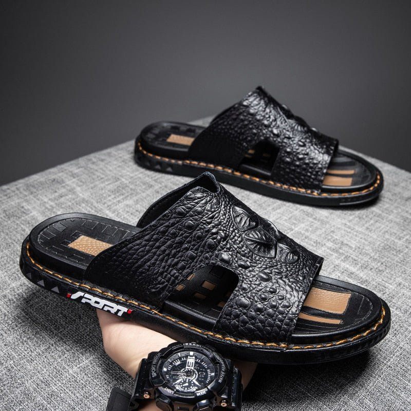 Sapatos Casuais Masculinos Verão Chic Slip-on Slides - Preto