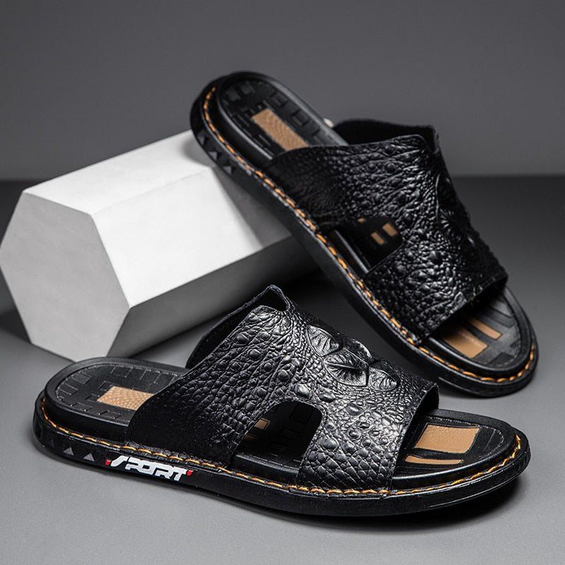 Sapatos Casuais Masculinos Verão Chic Slip-on Slides - Preto