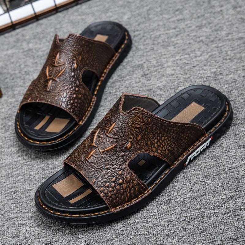 Sapatos Casuais Masculinos Verão Chic Slip-on Slides - Café