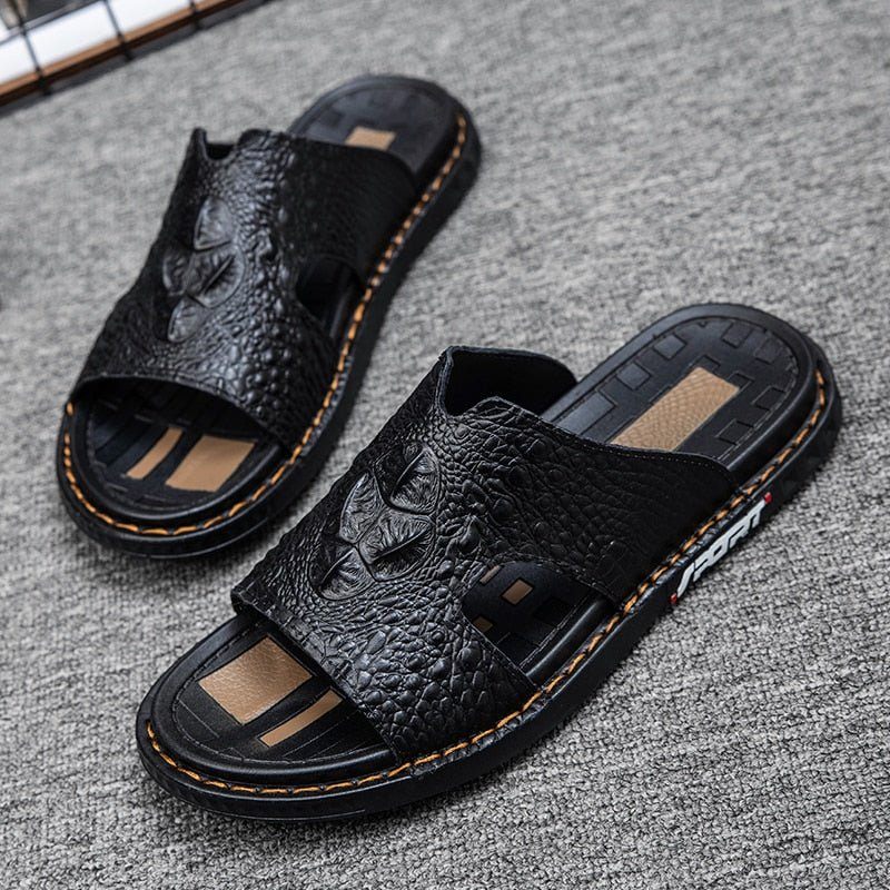 Sapatos Casuais Masculinos Verão Chic Slip-on Slides - Preto