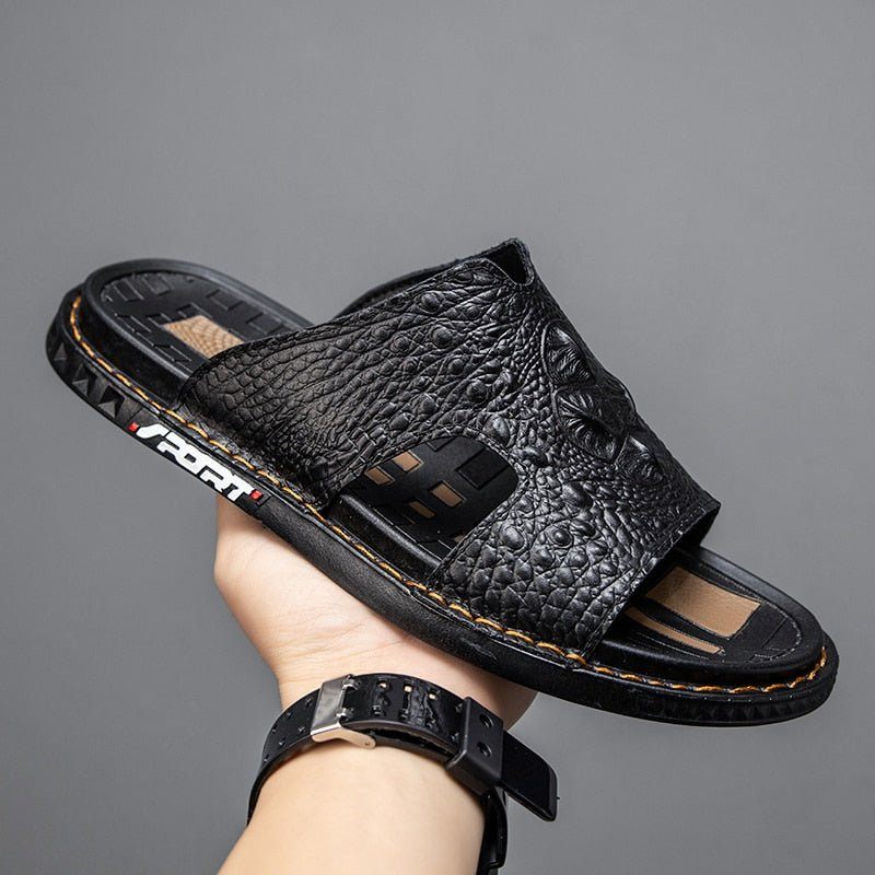 Sapatos Casuais Masculinos Verão Chic Slip-on Slides - Preto