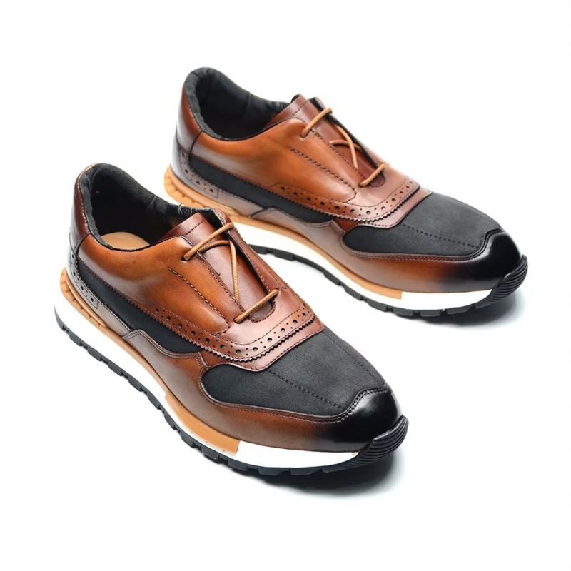 Sapatos Casuais Masculinos Versáteis Chiques Casual Couro Lace-ups - Marrom 