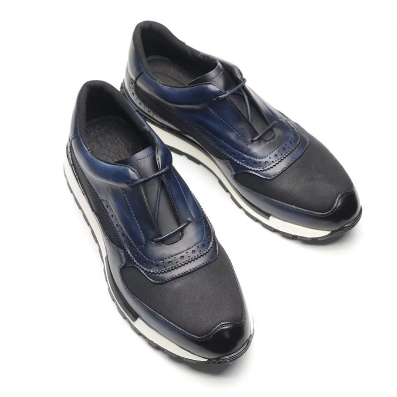 Sapatos Casuais Masculinos Versáteis Chiques Casual Couro Lace-ups -  Azul