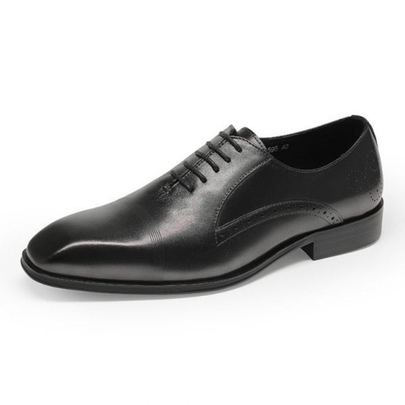 Sapatos Formais Masculinos Bico Fino Brogue - Preto