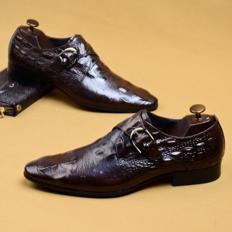 Sapatos Formais Masculinos Bico Fino Com Cadarço E Sociais Brogue - Café