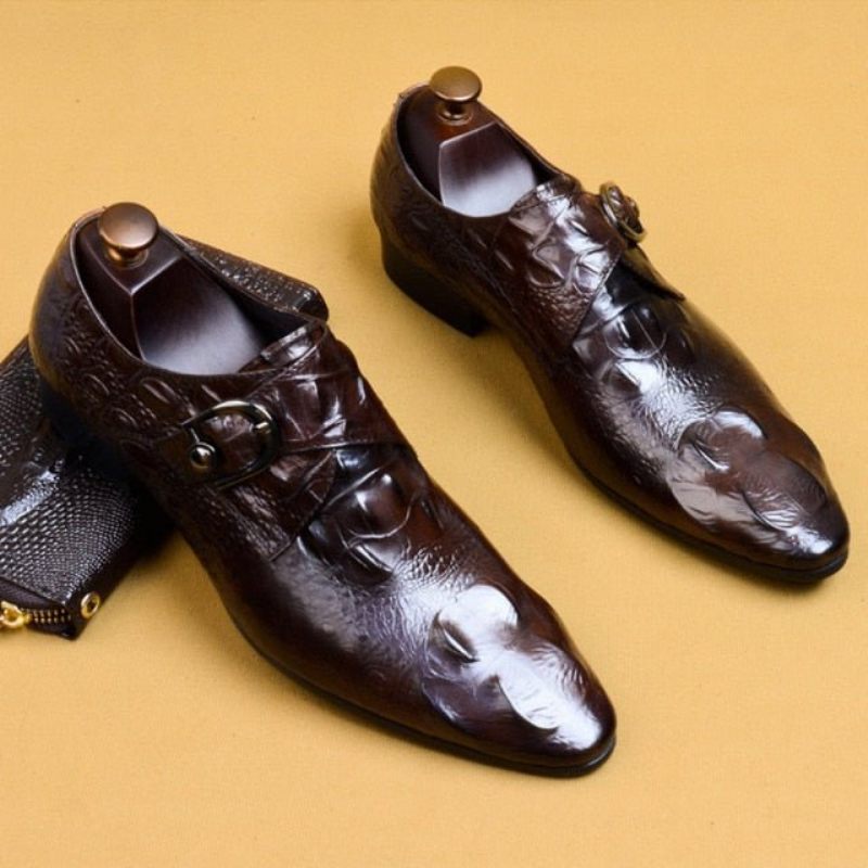 Sapatos Formais Masculinos Bico Fino Com Cadarço E Sociais Brogue - Café