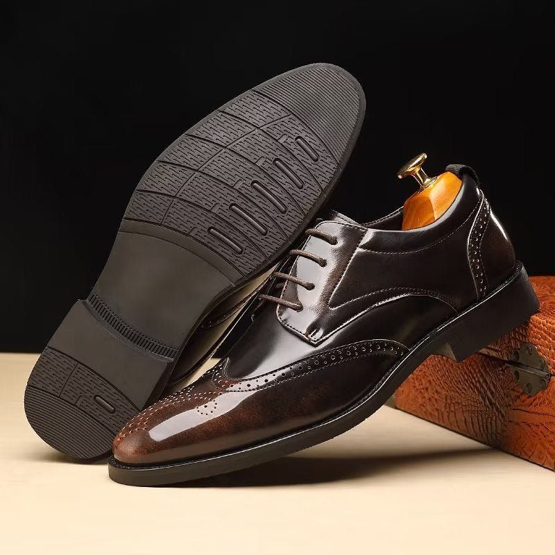 Sapatos Formais Masculinos Bico Fino Sociais Derby - Café