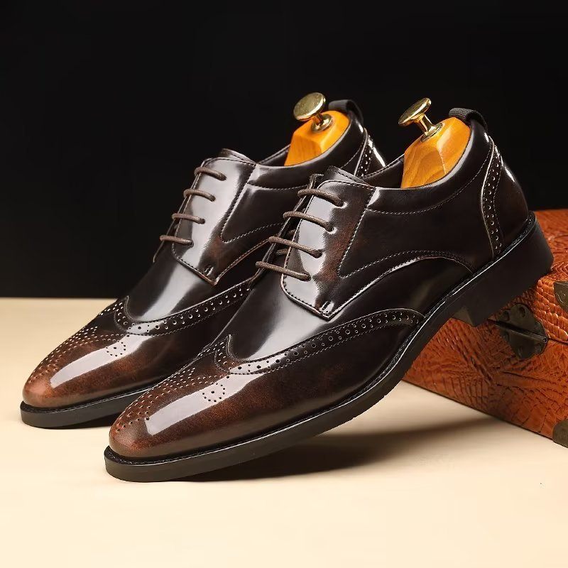 Sapatos Formais Masculinos Bico Fino Sociais Derby - Café