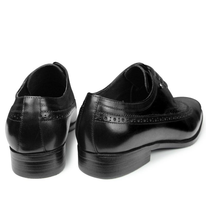 Sapatos Formais Masculinos Bico Fino Sociais Exóticos Derby - Preto