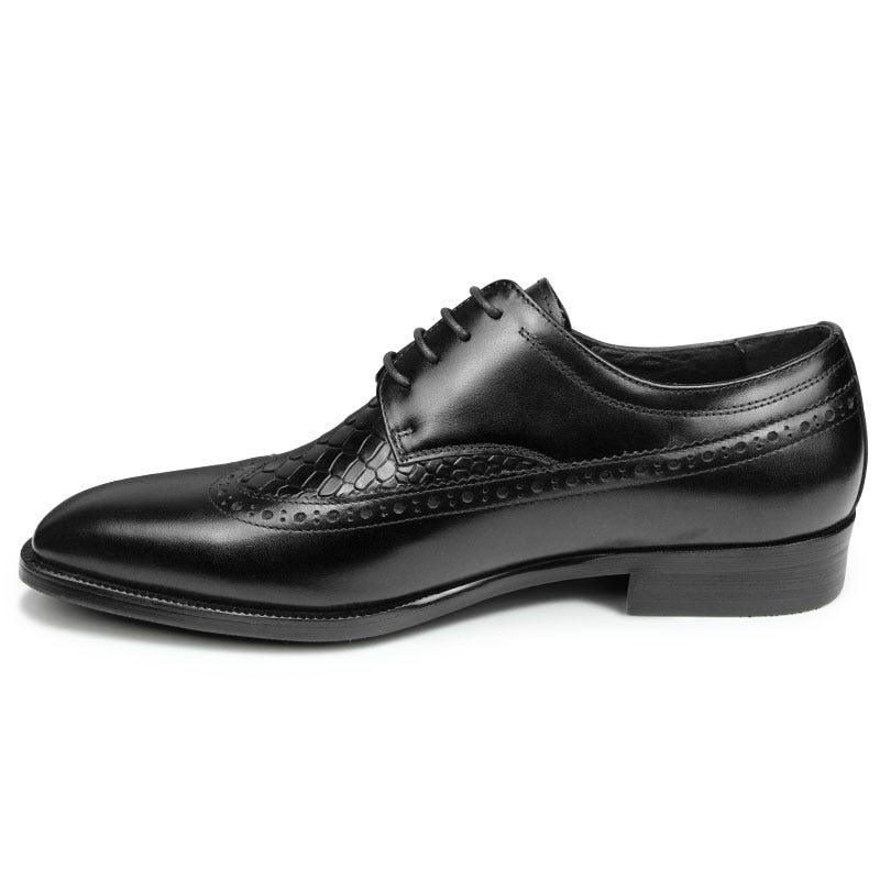 Sapatos Formais Masculinos Bico Fino Sociais Exóticos Derby - Preto