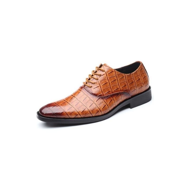 Sapatos Formais Masculinos Brilhantes Exóticos Pontiagudos Oxfords - Marrom