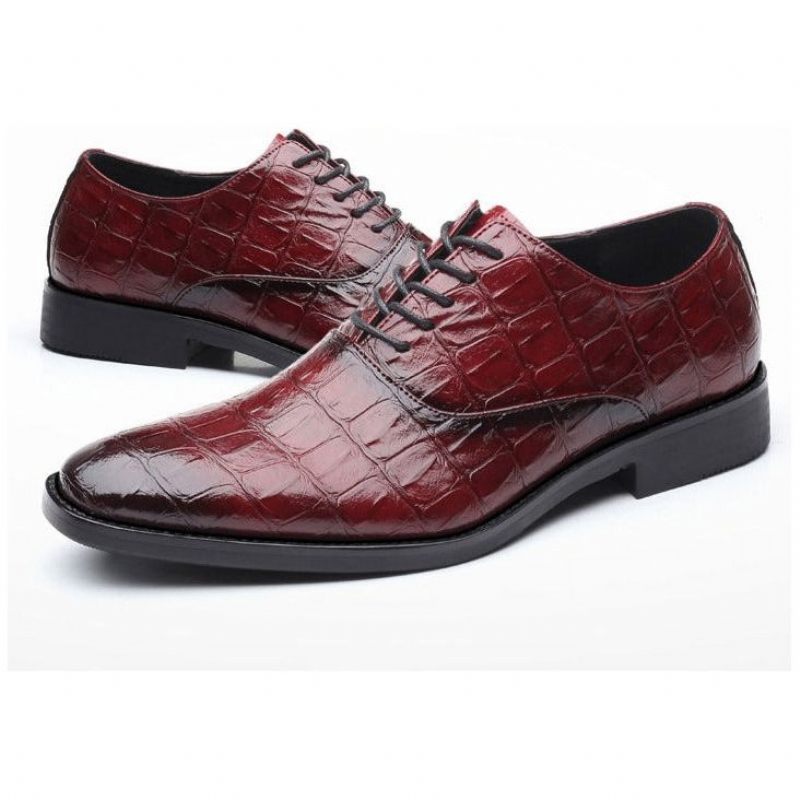 Sapatos Formais Masculinos Brilhantes Exóticos Pontiagudos Oxfords - Vermelho