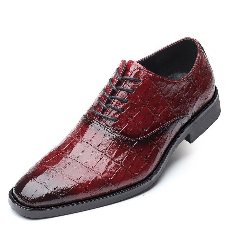 Sapatos Formais Masculinos Brilhantes Exóticos Pontiagudos Oxfords - Vermelho