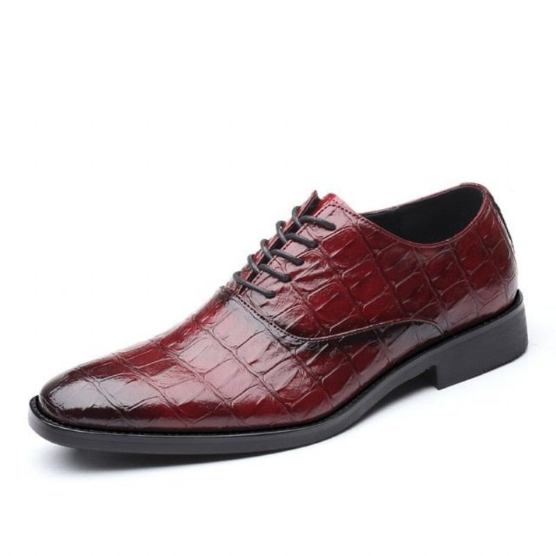 Sapatos Formais Masculinos Brilhantes Exóticos Pontiagudos Oxfords - Vermelho