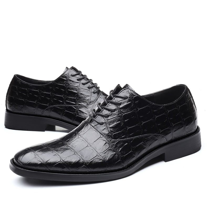 Sapatos Formais Masculinos Brilhantes Exóticos Pontiagudos Oxfords - Preto