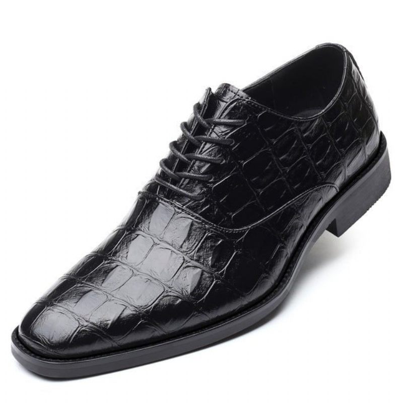 Sapatos Formais Masculinos Brilhantes Exóticos Pontiagudos Oxfords - Preto