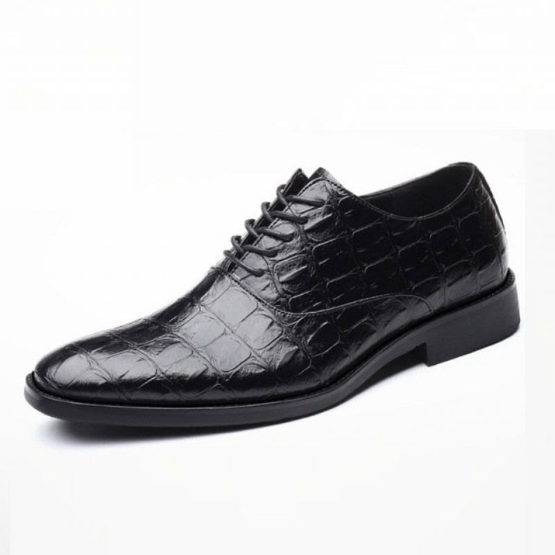 Sapatos Formais Masculinos Brilhantes Exóticos Pontiagudos Oxfords - Preto