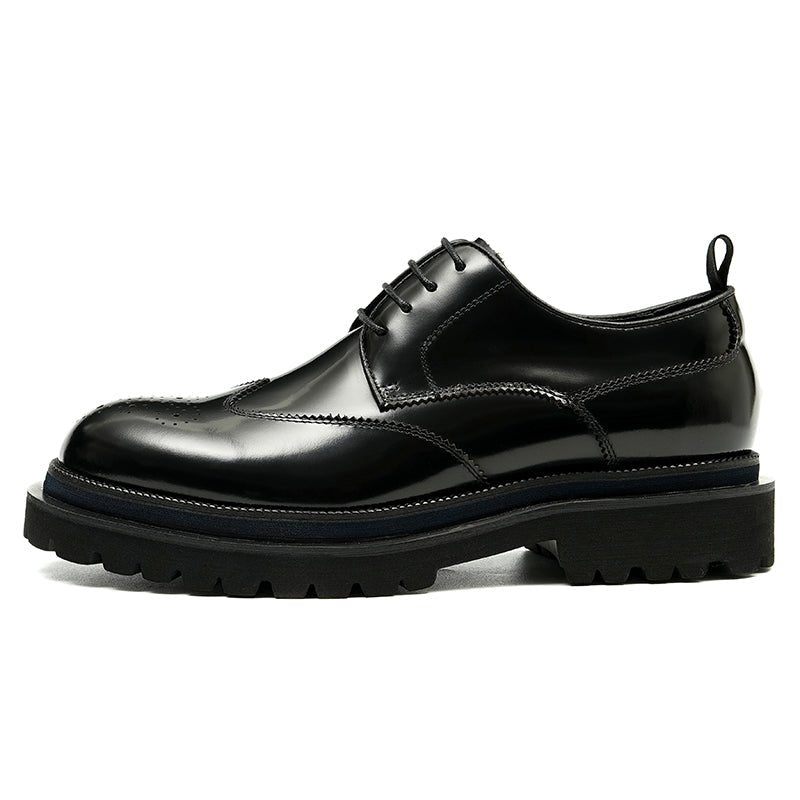 Sapatos Formais Masculinos Brogue Exóticos Com Cadarços - Preto