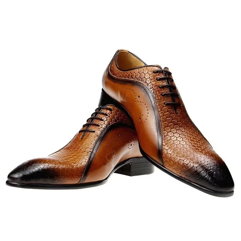 Sapatos Formais Masculinos Brogues Casamento Elegantes - Marrom