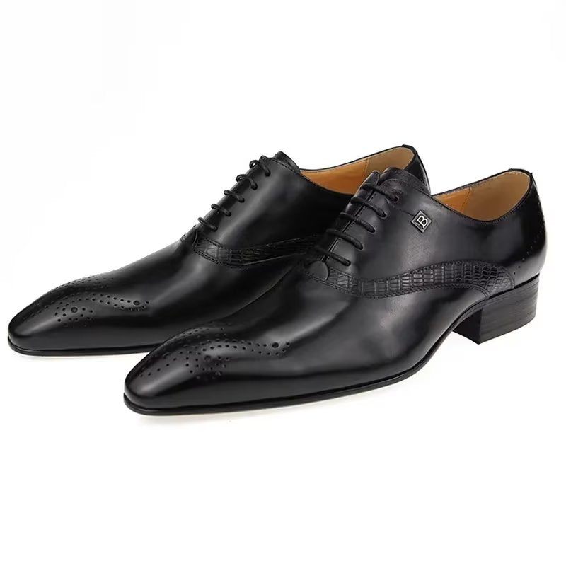 Sapatos Formais Masculinos Brogues Casamento Modernos - Preto