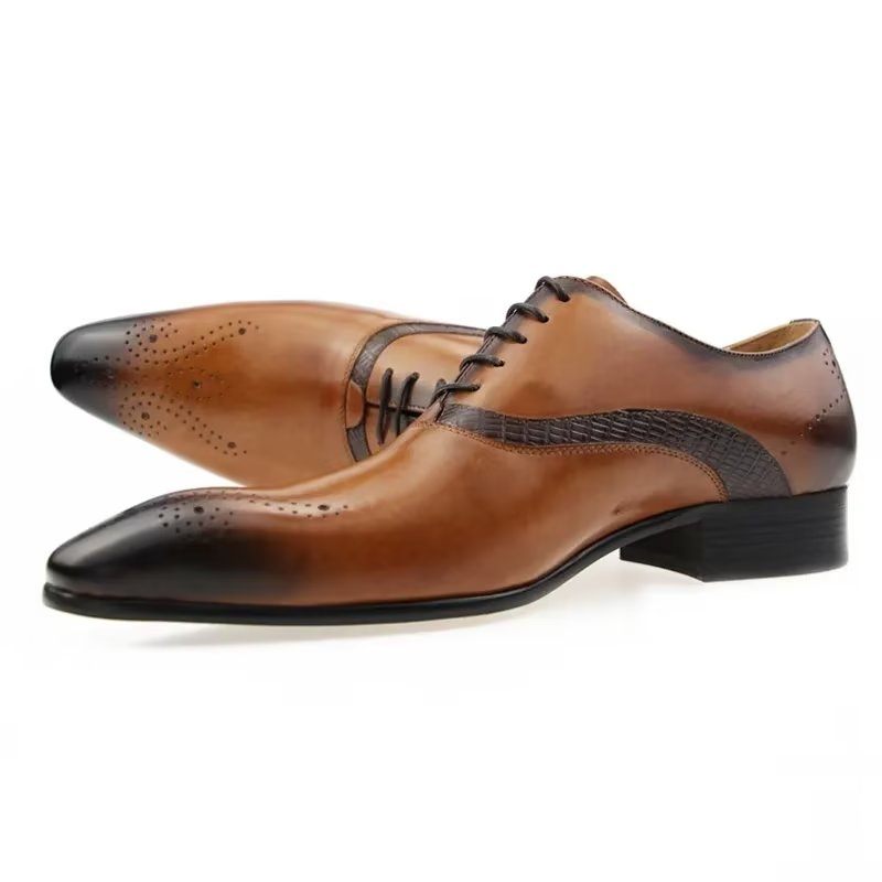 Sapatos Formais Masculinos Brogues Casamento Modernos - Marrom