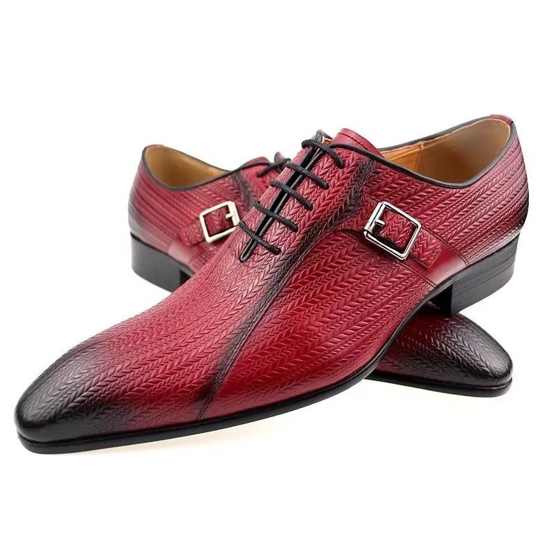 Sapatos Formais Masculinos Brogues Couro Sob Medida Para Casamento - Vermelho