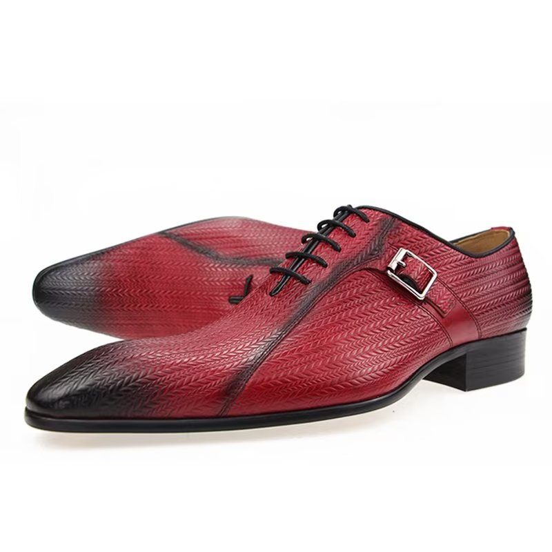 Sapatos Formais Masculinos Brogues Couro Sob Medida Para Casamento - Vermelho