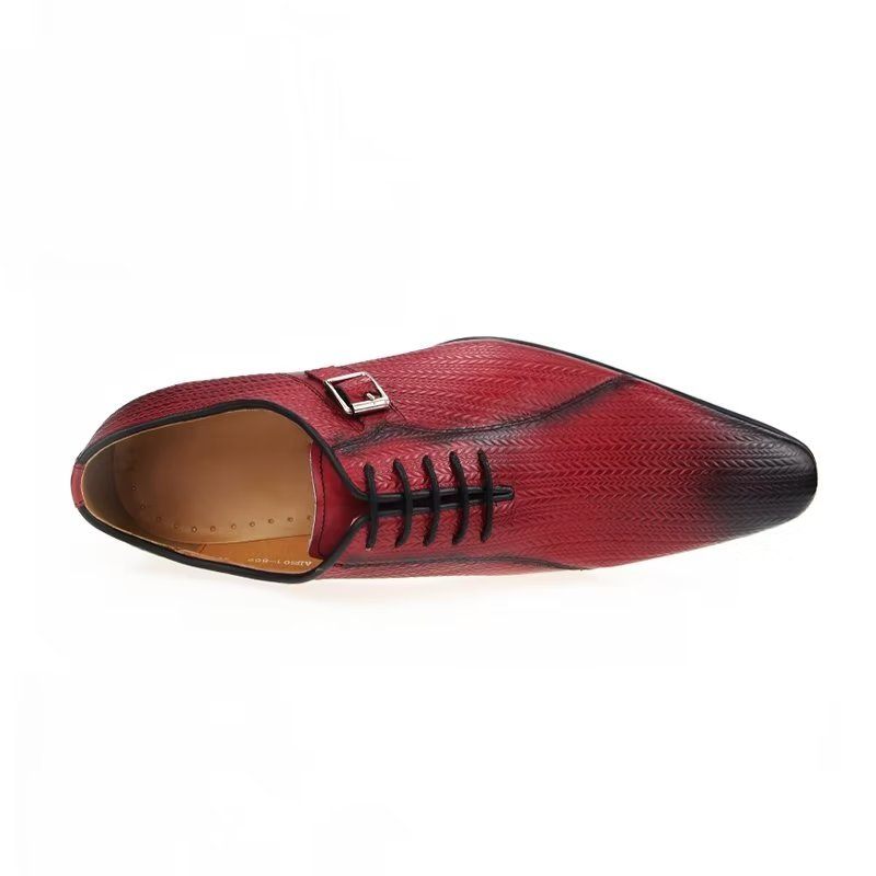 Sapatos Formais Masculinos Brogues Couro Sob Medida Para Casamento - Vermelho