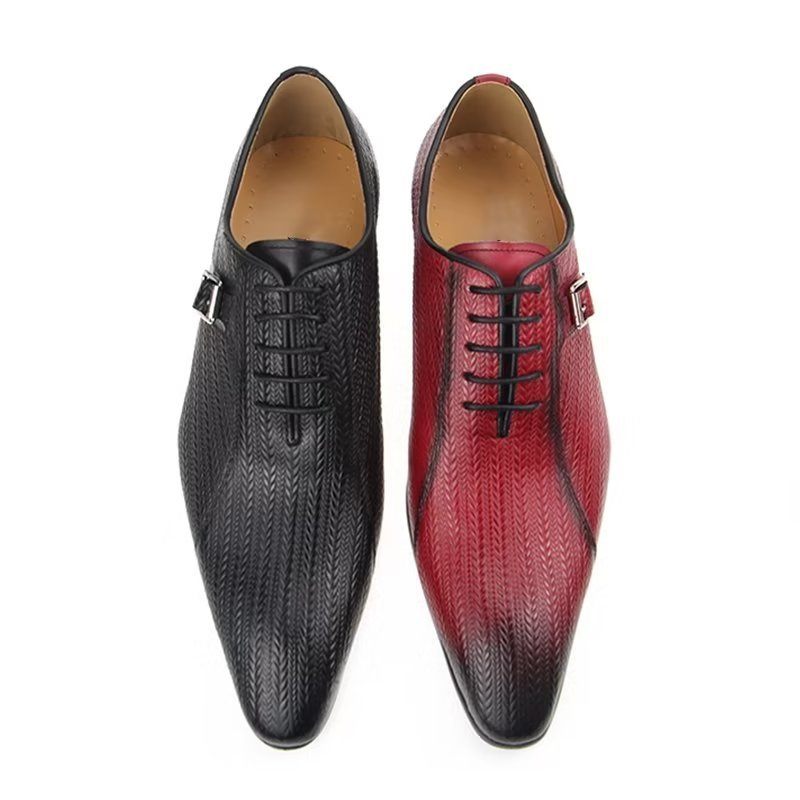 Sapatos Formais Masculinos Brogues Couro Sob Medida Para Casamento - Vermelho