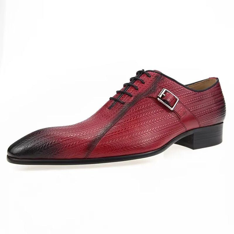 Sapatos Formais Masculinos Brogues Couro Sob Medida Para Casamento - Vermelho