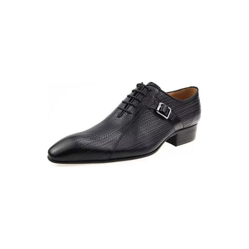 Sapatos Formais Masculinos Brogues Couro Sob Medida Para Casamento - Preto