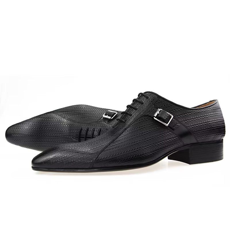 Sapatos Formais Masculinos Brogues Couro Sob Medida Para Casamento - Preto