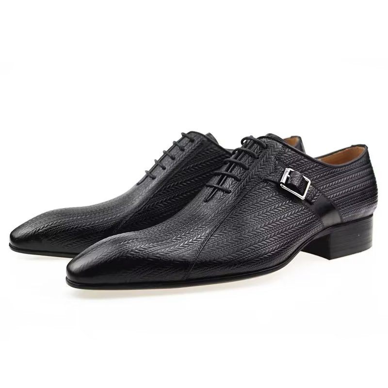 Sapatos Formais Masculinos Brogues Couro Sob Medida Para Casamento - Preto