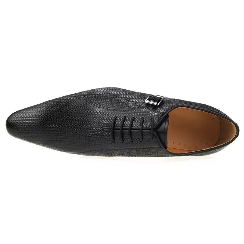 Sapatos Formais Masculinos Brogues Couro Sob Medida Para Casamento - Preto