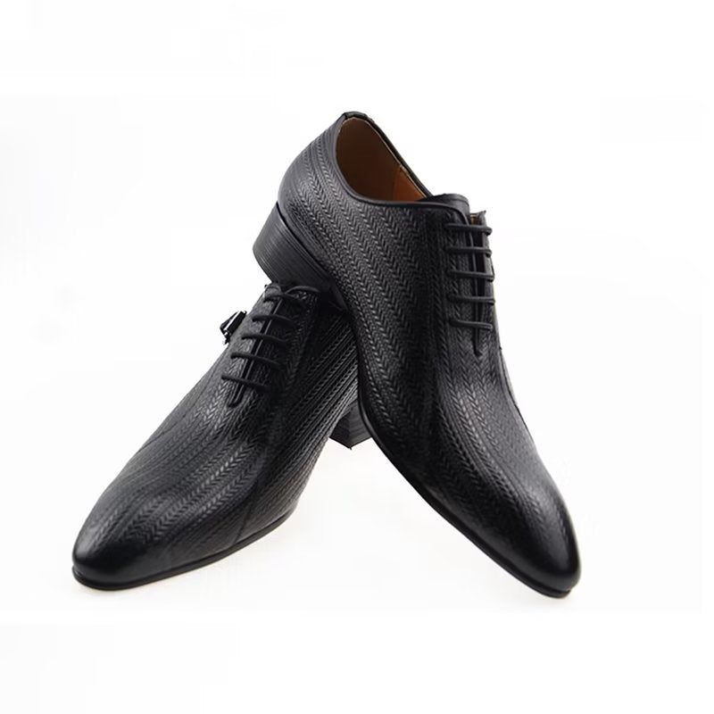 Sapatos Formais Masculinos Brogues Couro Sob Medida Para Casamento - Preto