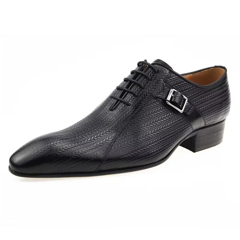 Sapatos Formais Masculinos Brogues Couro Sob Medida Para Casamento - Preto