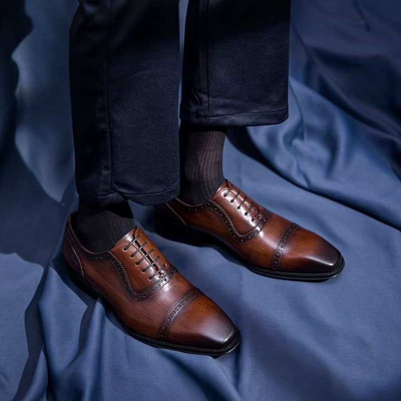 Sapatos Formais Masculinos Brogues Elegantes - Café