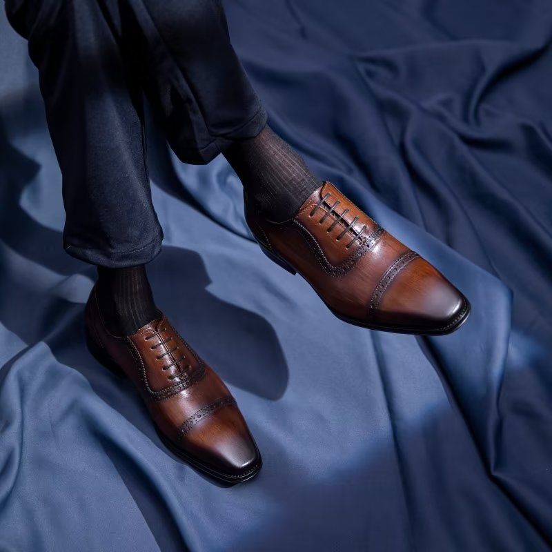 Sapatos Formais Masculinos Brogues Elegantes - Café