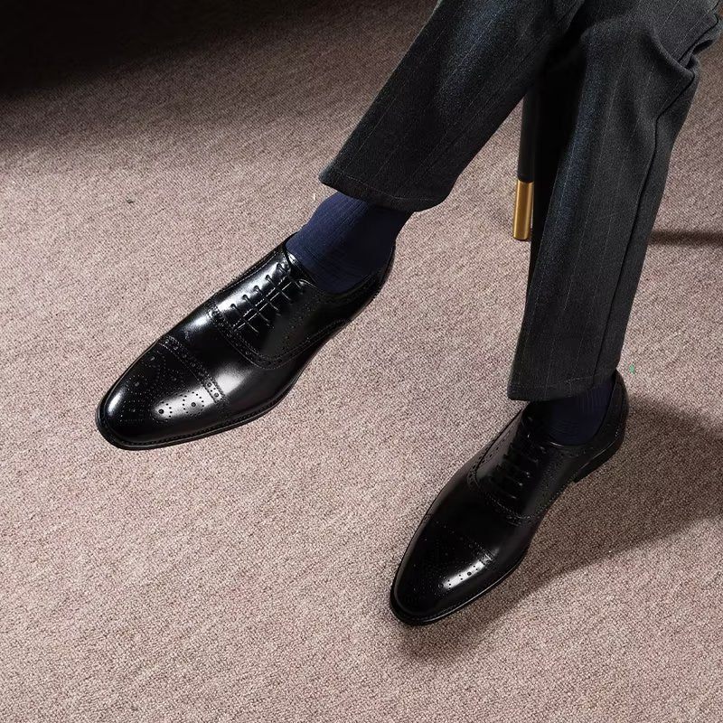 Sapatos Formais Masculinos Brogues Elegantes - Preto