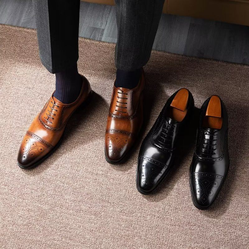 Sapatos Formais Masculinos Brogues Elegantes - Preto