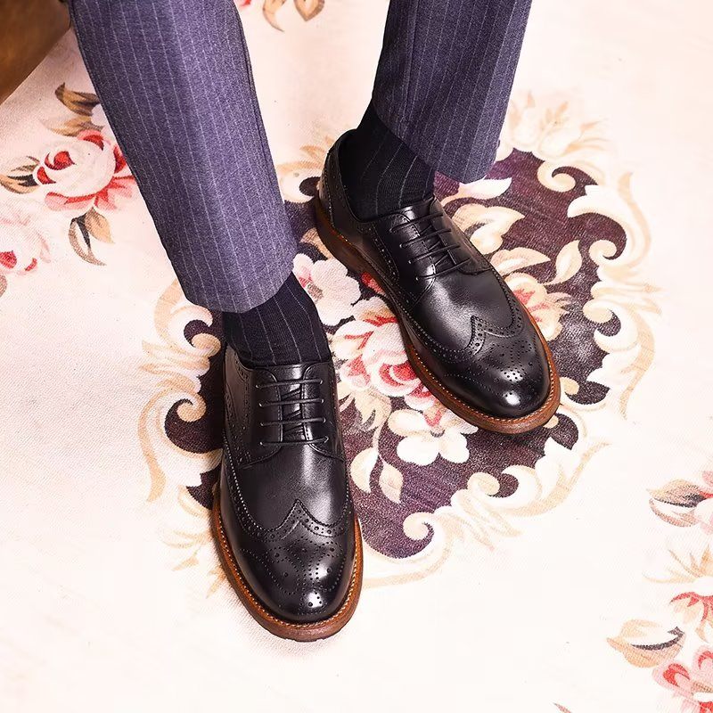 Sapatos Formais Masculinos Brogues Requintados - Preto