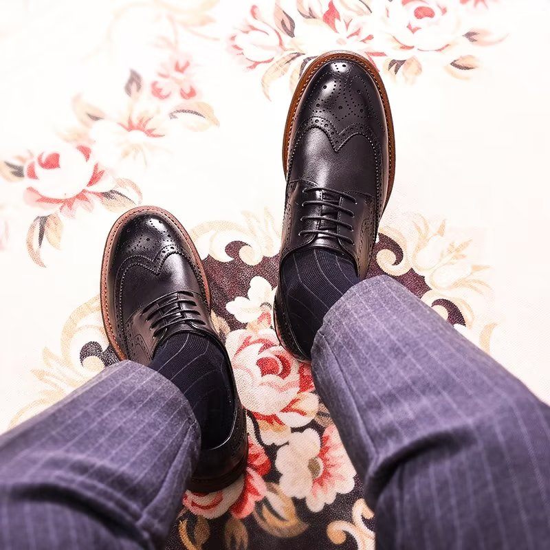 Sapatos Formais Masculinos Brogues Requintados - Preto