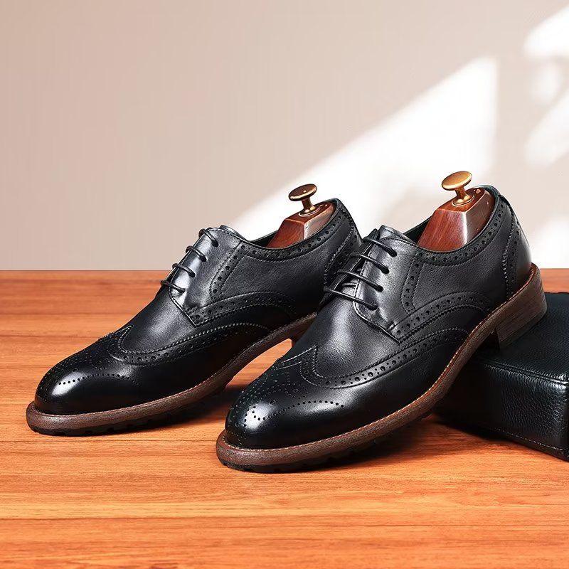 Sapatos Formais Masculinos Brogues Requintados - Preto