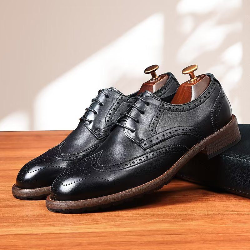 Sapatos Formais Masculinos Brogues Requintados - Preto