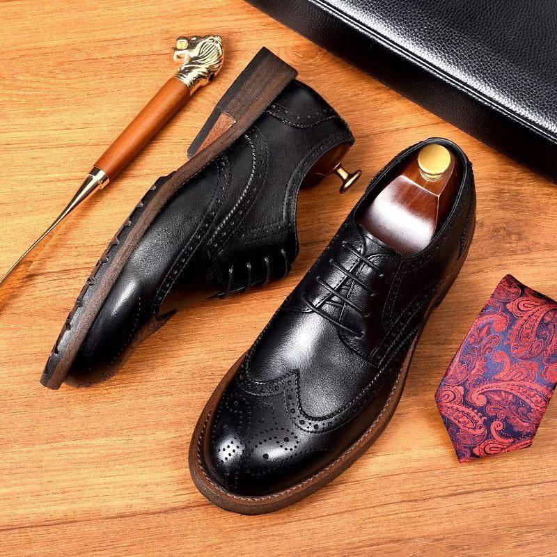 Sapatos Formais Masculinos Brogues Requintados - Preto