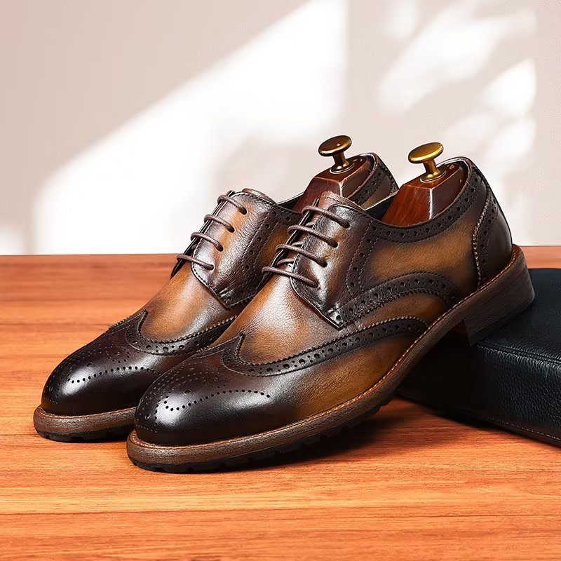 Sapatos Formais Masculinos Brogues Requintados - Café