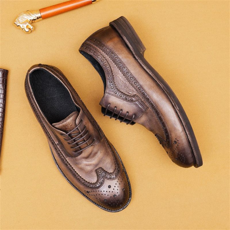 Sapatos Formais Masculinos Brogues Sociais Casamento - Preto Cinza