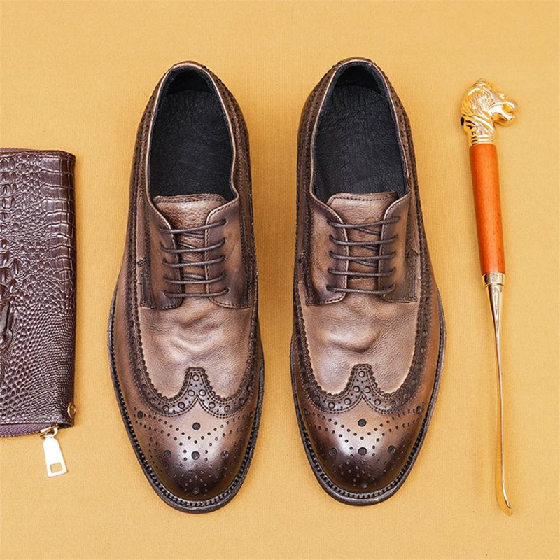 Sapatos Formais Masculinos Brogues Sociais Casamento - Preto Cinza