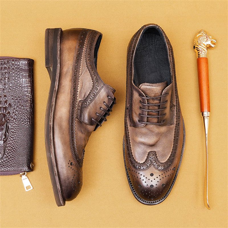 Sapatos Formais Masculinos Brogues Sociais Casamento - Preto Cinza